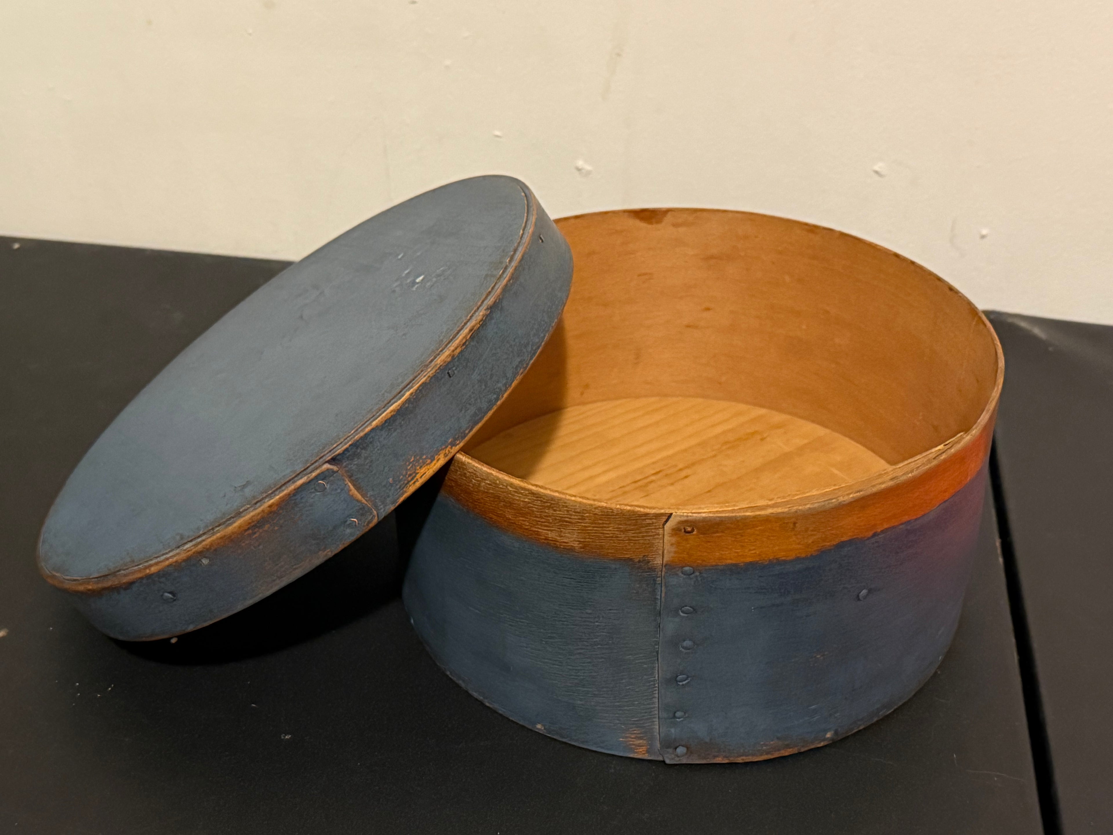 Early Antique Pantry Box in Blue Paint